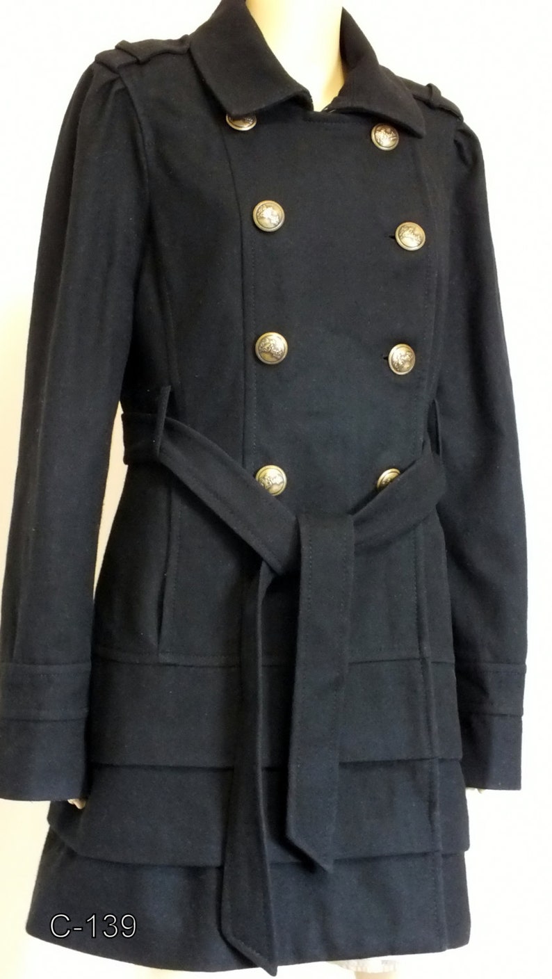 Black Rivet double breast belted trench coat women size L