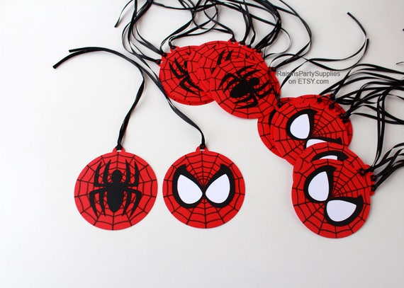 Spiderman decorations Superhero thank you tags - inspired Spiderman birthday decorations for Spider man birthday party Tag for Candy bag Il_570xn