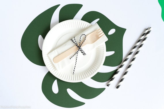 Jungle party table decorations, Tropical leaves placemats cutouts Il_570xn