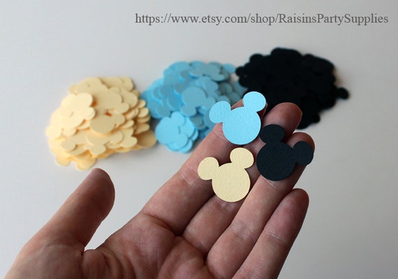 Mickey die cuts confetti Mickey Mouse head cutouts Disney Clubhouse Mickey decorations Table Confetti Party decoration Black Baby blue Ivory Il_570xn