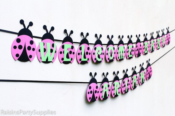 Ladybug Baby Shower Banner In Custom Color Personalized Ladybug