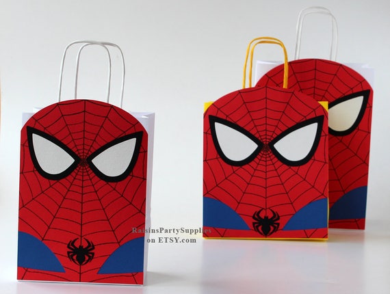 Spiderman party bags Superhero birthday decorations Spiderman goodie bags Super hero party supplies Boy girl first birthday party gift bags Il_570xn