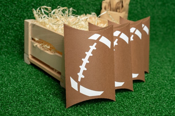 Football treat container Pillow favor box for candies Small favor box Football birthday party decorations Pillow shaped box Paper candy bags Il_570xn