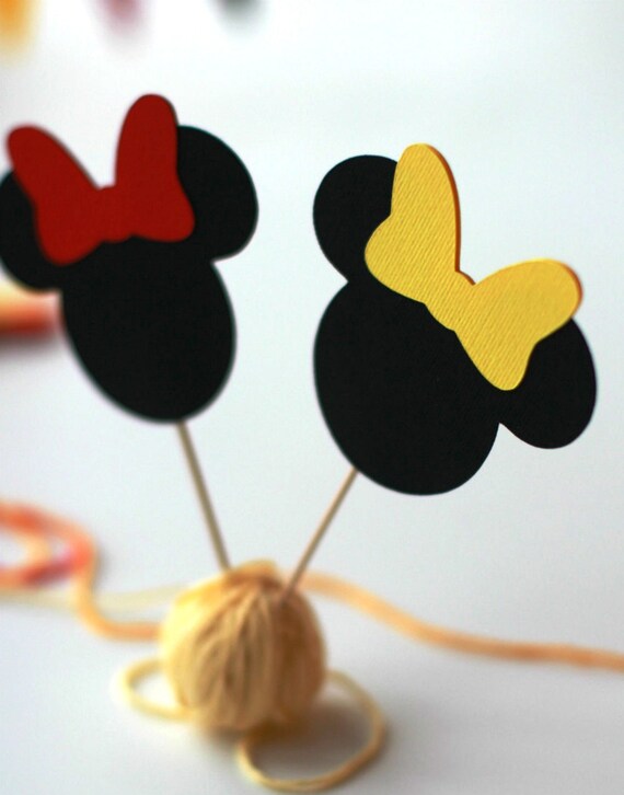 Minnie Mouse cupcake toppers first birthday decorations Minnie cupcake labels sign Minnie party cupcake accessories Cupcake flags decoration Il_570xn