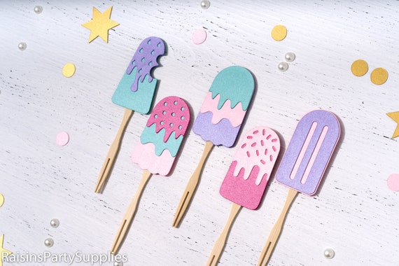 Popsicle cupcake toppers, Summer rainbow girl birthday party decorations, Popsicle ice cream cupcake decorations, Too sweet girl baby shower Il_570xn