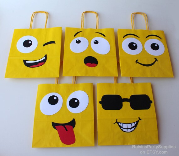Emoji Smiley bags Emoji birthday party decorations for Instagram party and Facebook party Emoticon party goody bags Laughing emoji face bag Il_570xn