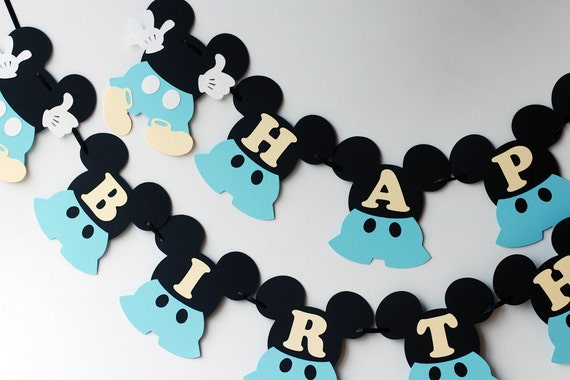 Baby Mickey Mouse 1st Birthday Decorations Blue Mickey Mouse Etsy