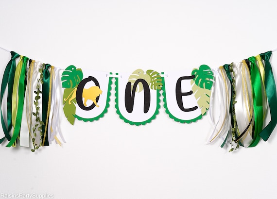 Safari ONE high chair banner for baby boy first birthday party, Jungle highchair garland with lion, Wild one birthday decorations Il_570xn