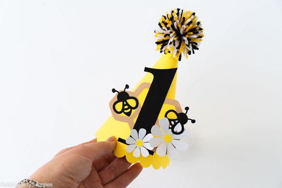 Bumble bee birthday party hat Il_570xn