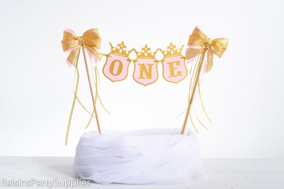 Princess cake banner for baby girl birthday party candy bar, Cake smash banner for photoshoot, Royal party centerpiece banner Il_570xn