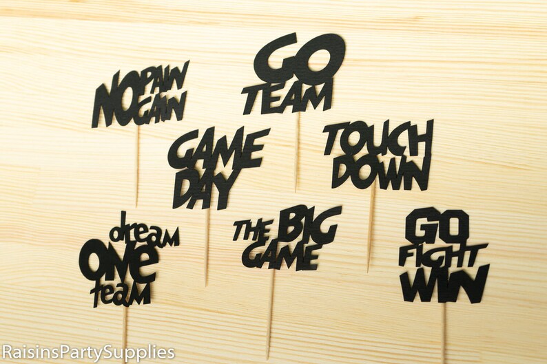 Cupcake Toppers Super Bowl Football Cheer Up Wordings Football Etsy