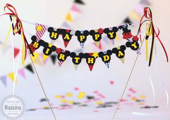 Mickey Mouse cake banner, Mickey Mouse cake topper, Mickey cake smash, Mickey birthday banner - Mickey Mouse birthday party decorations boy Il_570xn