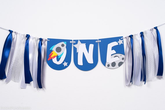 Outer space birthday decorations, ONE high chair banner for 1st Astronomy or I love you to the Moon and back themed party Il_570xn
