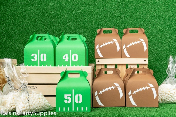 Football favor box Football Gable box Football party treat box for kids Football birthday party decorations Football birthday paper gift bag Il_570xn