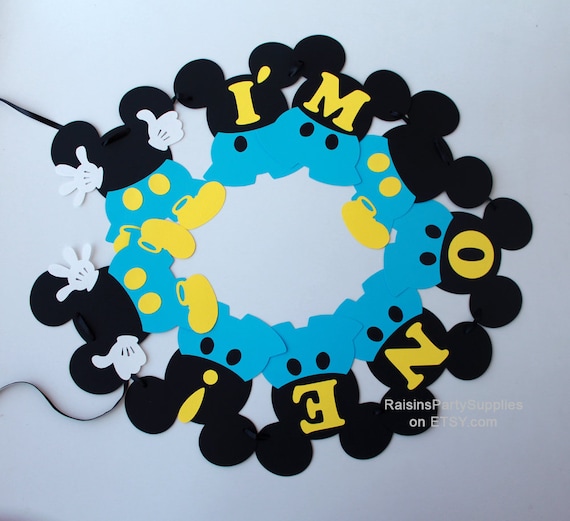 Disney I'm one birthday banner for Disney Clubhouse Mickey Mouse inspired 1st birthday party Personalized Mickey banner Mickey decorations Il_570xn