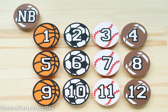 Sport monthly photo banner Soccer banner for pictures First birthday milestone picture banner for boy 12 months photo board Mixed sports Il_570xn