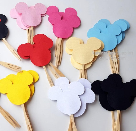 Mickey toppers Cupcake decoration for 1st first inspired Disney birthday party Mickey Mouse cup cake picks Mickey Mouse head cupcake toppers Il_570xn