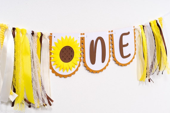 Sunflower high chair banner for summer birthday party Il_570xn