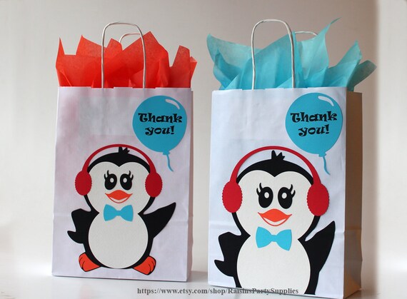 Penguin Party Bags Winter Onederland First Birthday Decorations