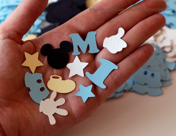 Mickey Mouse confetti die cuts cardstock birthday decorations Disney first birthday confetti Mickey Mouse party table decoration Baby shower Il_570xn
