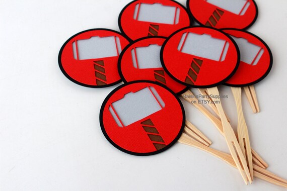 Thor decorations - inspired Avengers cupcake toppers Thor birthday party kid Thor super hero birthday party decorations Superhero cupcake Il_570xn