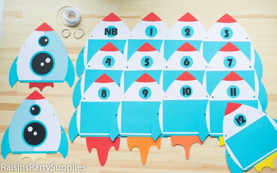Space baby monthly milestones, Space party 12 month photo banner, Rocket monthly birthday banner, Baby boy first birthday space decorations Il_570xn