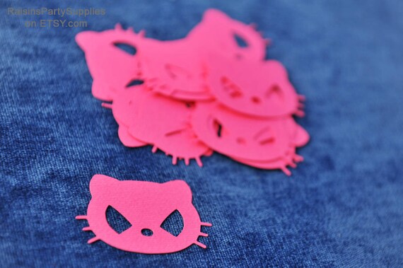 Hello Kitty confetti - inspired Hello Kitty decorations Pink kitty Girl birthday decorations Table decor Hello Kitty head Die cuts for table Il_570xn