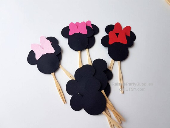 Minnie Mouse Cupcake Toppers Mickey And Minnie Cupcake Decorations