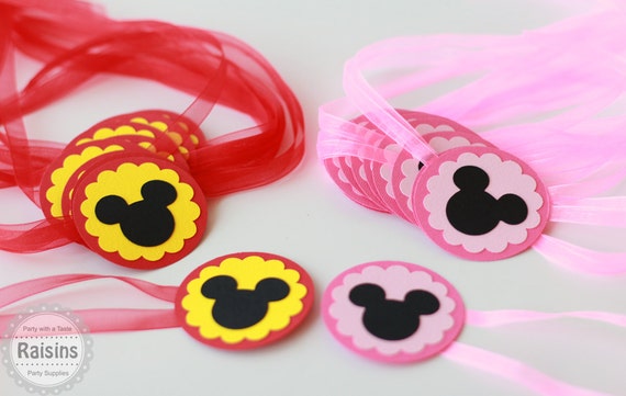Mickey Mouse Napkin Rings Cutlery Food Labels Utensil Ring Minnie Mouse Disney Clubhouse birthday decorations Mickey party table decorations Il_570xn