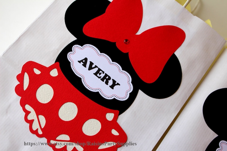 Mickey Mouse goodie bags Disney inspired birthday decorations Mickey and Minnie party gift bags 1st birthday treat bags Clubhouse favors