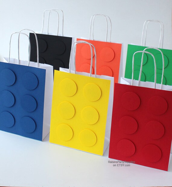 Building blocks birthday party decorations Paper bags for gifts goodies favors Building party boy and girl Party supplies Party decorations Il_570xn