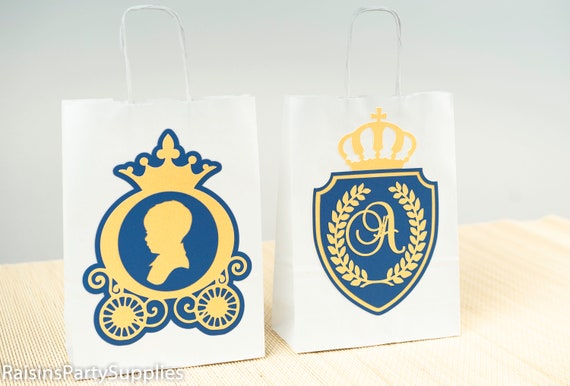 Royal prince first birthday favor bags Crown prince birthday party decorations Little prince baby shower decorations Baptism party decor Il_570xn