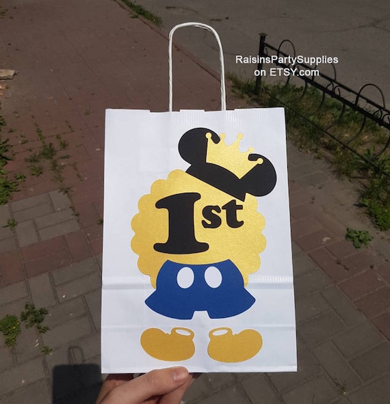 Prince Mickey Mouse candy bags, Prince Mickey favor bags in royal blue & gold - inspired Prince Disney Clubhouse birthday party decorations Il_570xn