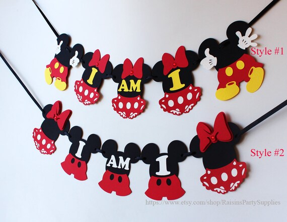 Mickey And Minnie Highchair Decorations Boy And Girl Birthday Etsy