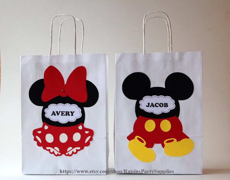 Mickey Mouse goodie bags Disney inspired birthday decorations Mickey and Minnie party gift bags 1st birthday treat bags Clubhouse favors
