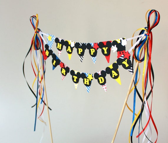 Mickey Birthday Decorations Mickey Mouse Cake Name Topper Banner