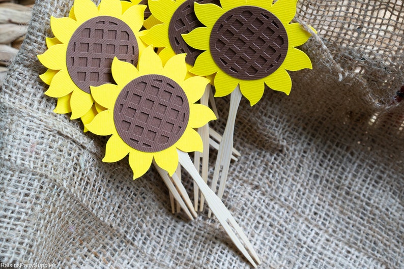 Sunflower Cupcake Toppers Etsy