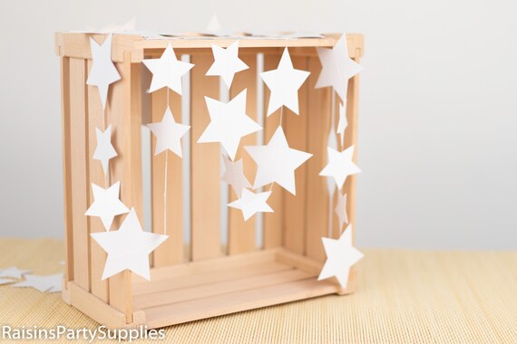 Stars sewn paper garland Party decorations Sewn paper stars Home decor Baby first birthday decor shimmery baby decor Baby shower decoration Il_570xn