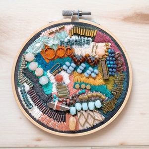 modern embroidery wall hanging, modern embroidery, embroidery hoop art image 2