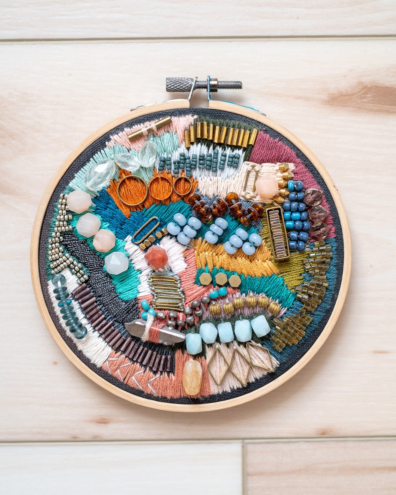 modern embroidery wall hanging, modern embroidery, embroidery hoop art image 2