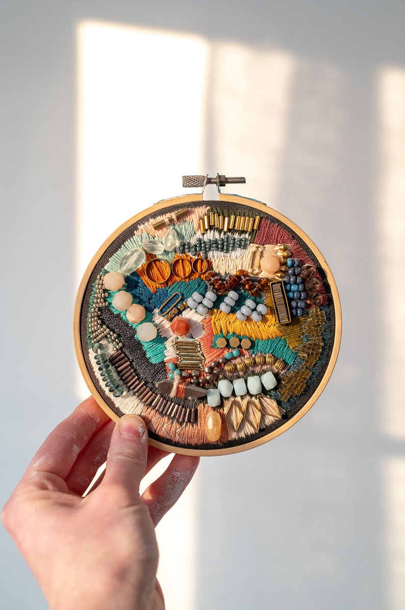 modern embroidery wall hanging, modern embroidery, embroidery hoop art image 1