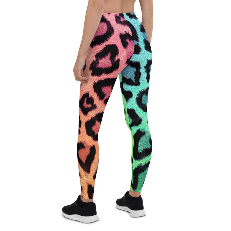 Leopard print leggings Rainbow Leggings Animal Print Yoga | Etsy
