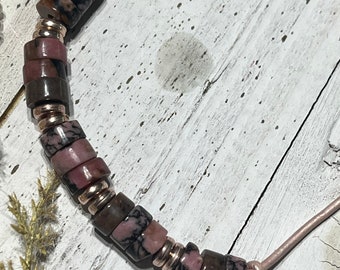 Gemstone Heishi & Leather Bracelet