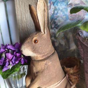ANTIQUE really old Easter bunny damaged without hind paws Candy Container papier-mâché mass figure Easter old vintage easter rabbit shabby