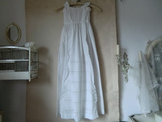 White vintage baptism dress antique cotton lace