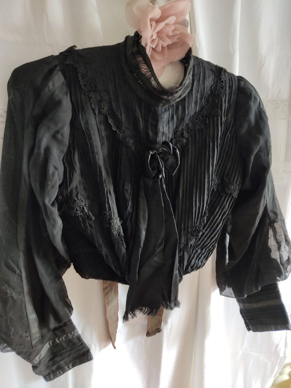Antique 1850 silk jacket victorian blouse historic