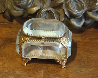 Antique small jewelry box, Ormolu jewelry case, jewelry box, jewelry casket, France, boudoir, bohemian, French, shabby chic, JDL Brocante