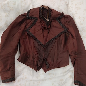 ANTIQUE France bodice jacket ladies jacket boudoir bohemian french shabby decoration victorian regency era historical clothing damaged destroyed