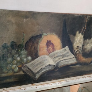 ANTIQUE oil painting still life nature Morte Oil Painting Still Live french shabby