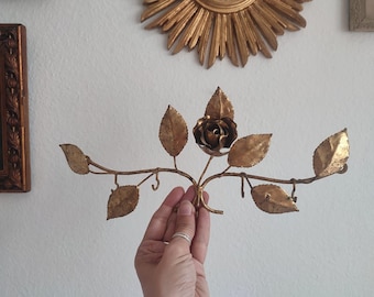 Florentine ROSES hook rail antique rose blossom gold-colored wall hook jewelry hook vintage brocante patina boudoir bohemian french shabby chic